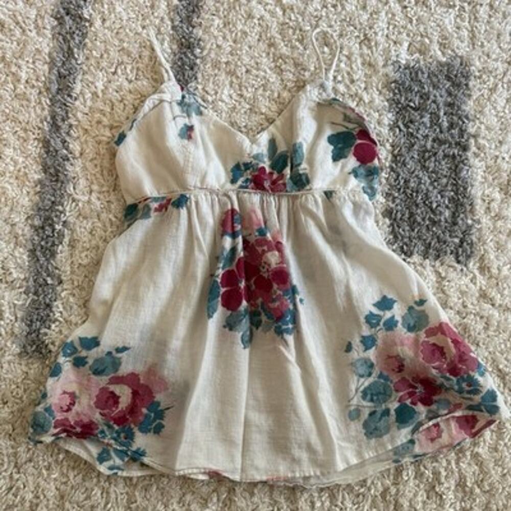 Y2k Babydoll Tank Top XS American Eagle Indie Sleaze Coquette Floral Flowy Cami